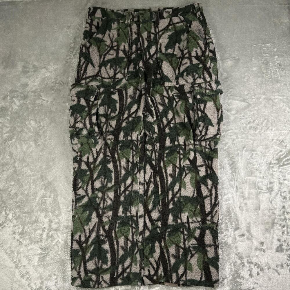 Vintage 90s Polarfleece By Malden Deep Pile Fleece Camo Cargo Pants Mens Size XL